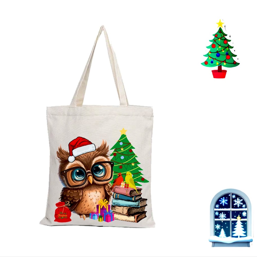 Owl Tree Christmas Tote Bag